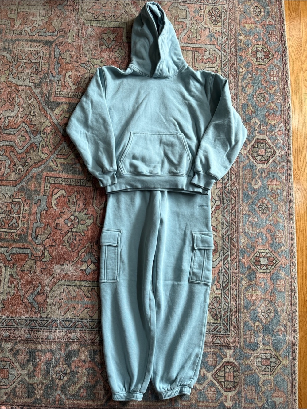 Aritzia Dusty Blue Cargo Jogger Set - Hoodie & Track Pants